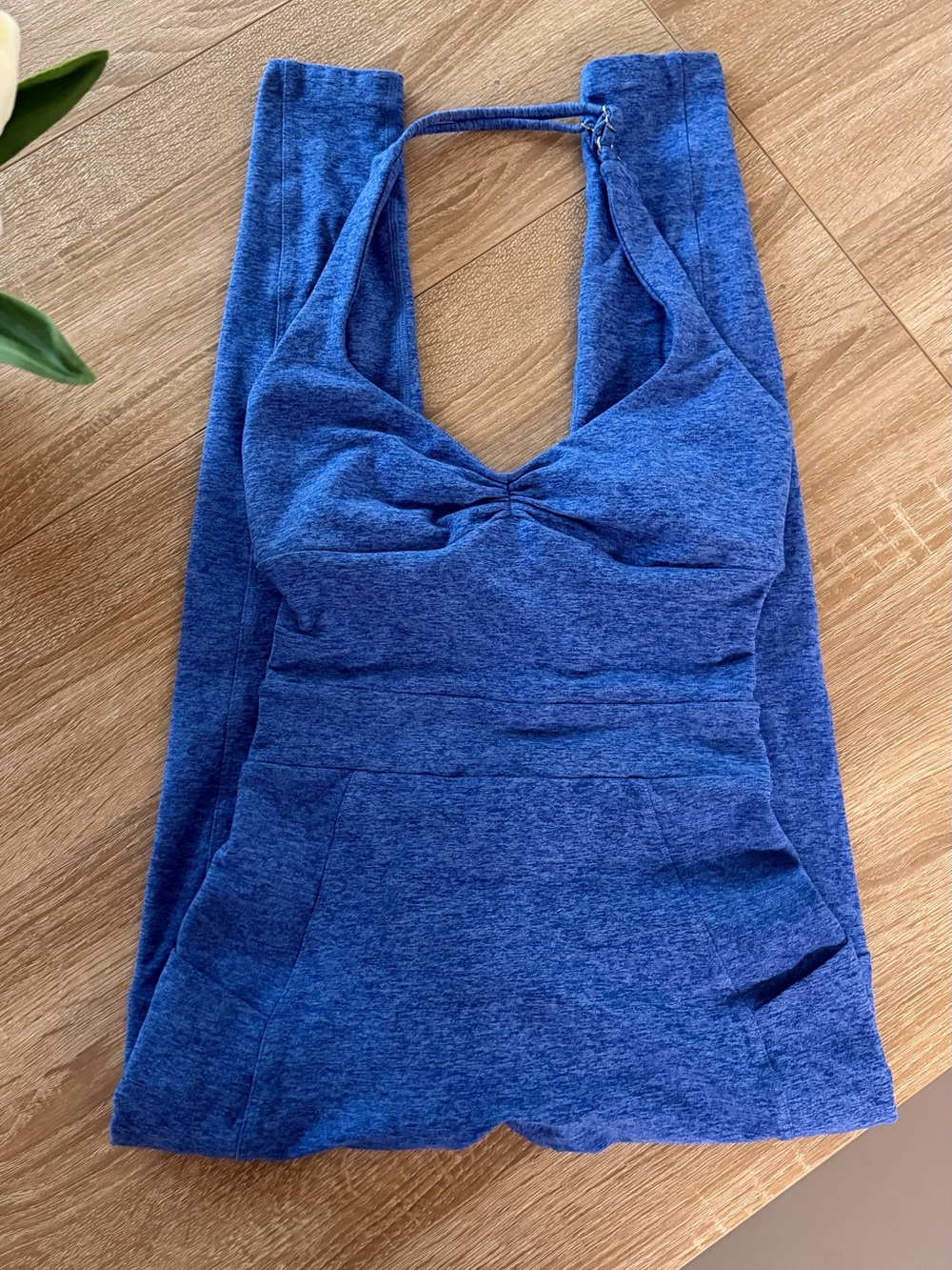 Bombshell Sportswear Blue Halter Jumpsuit with Cinch Detail - Picture 2 of 4